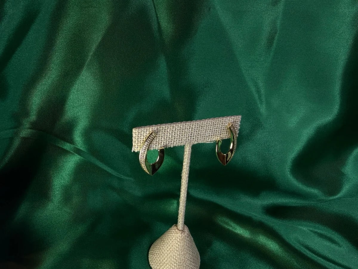 Aretes Semicírculo Clásicos en Chapa de Oro 18k Brillante — vista 6