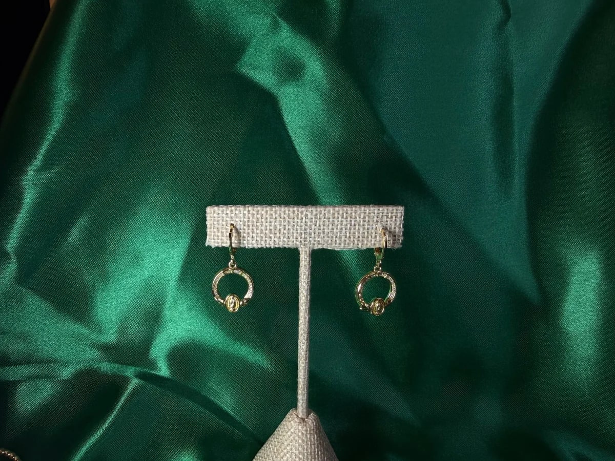 Aretes Largos con Gota Óvalo de Chapa de Oro 18k — vista 5