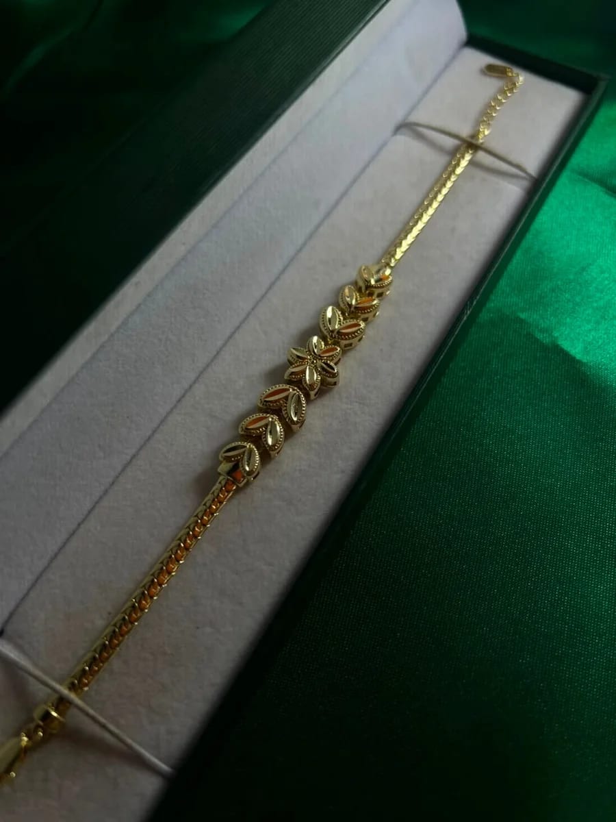Pulsera Eslabones Florales en Cadena Cartujillo Chapa de Oro — vista 2
