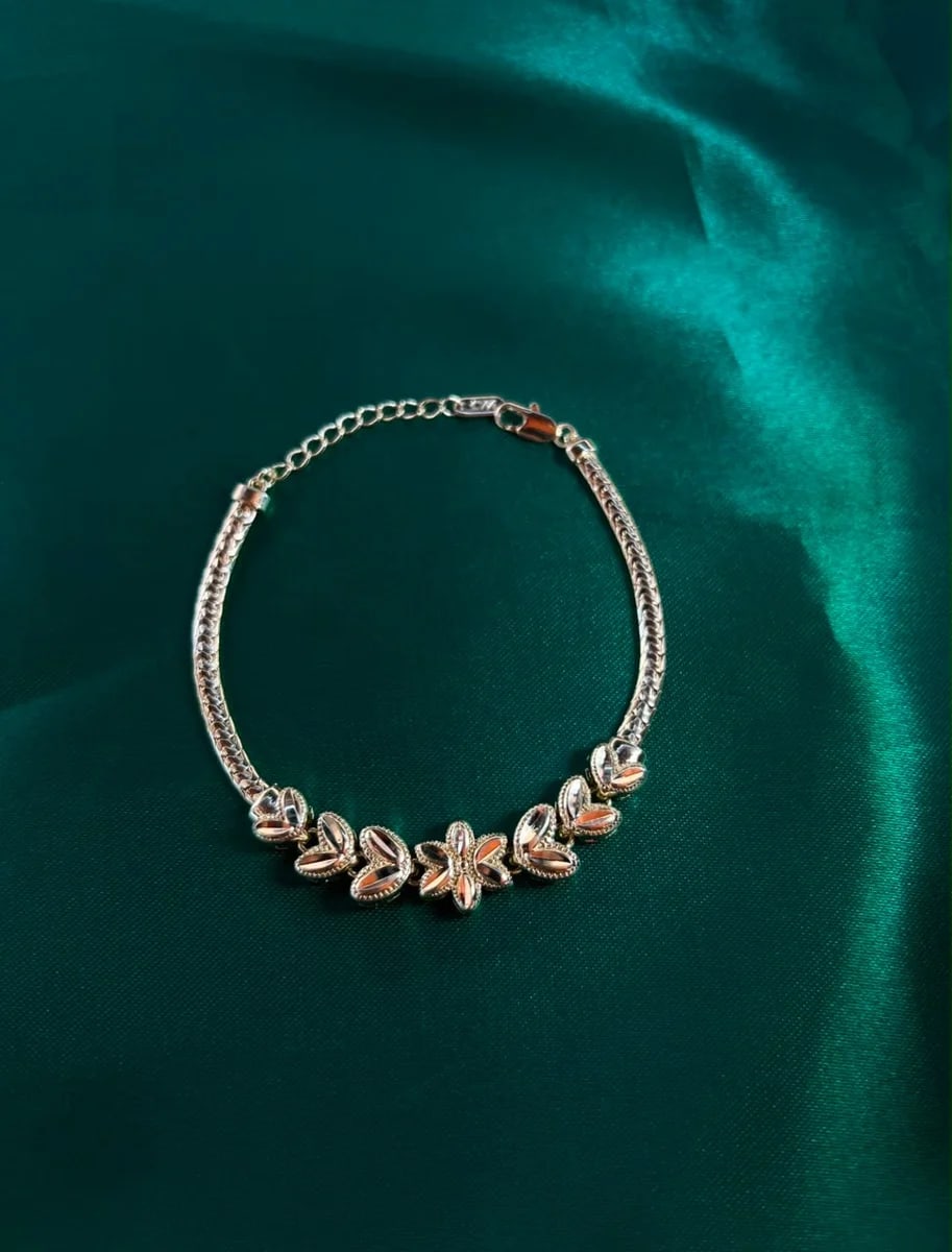 Pulsera Eslabones Florales en Cadena Cartujillo Chapa de Oro — vista 4