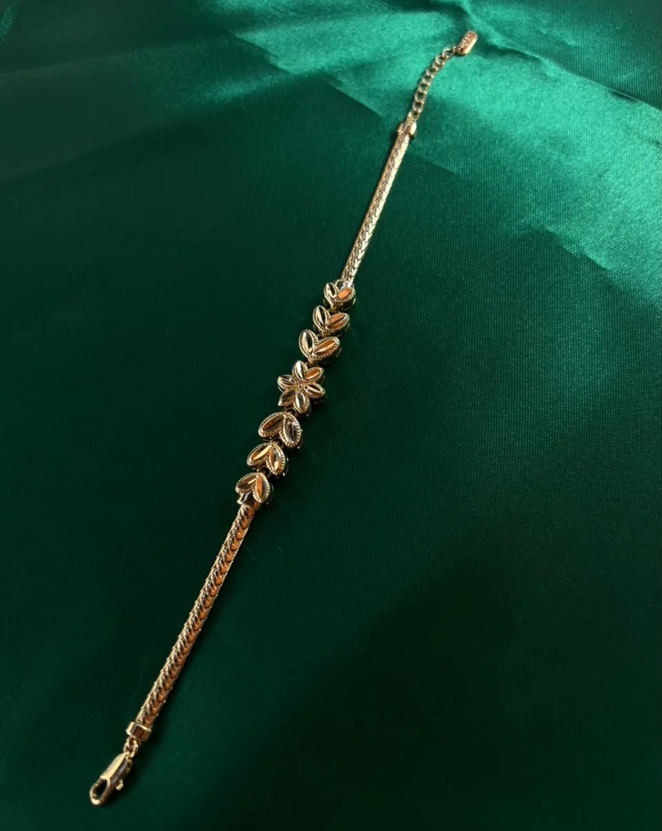 Pulsera Eslabones Florales en Cadena Cartujillo Chapa de Oro — vista 6