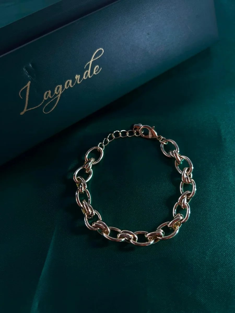 Pulsera Cadena Eslabon Ancho Chapa de Oro 18k — vista 3