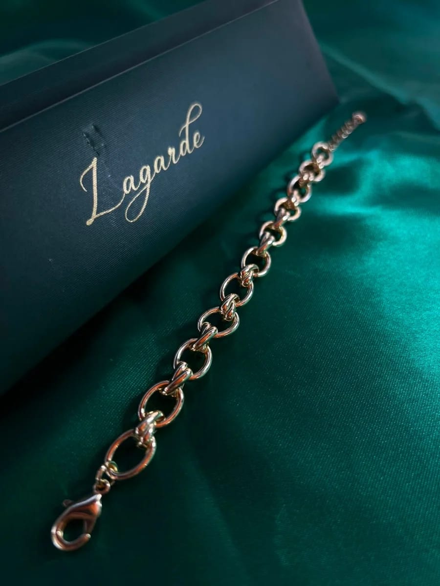 Pulsera Cadena Eslabon Ancho Chapa de Oro 18k — vista 4