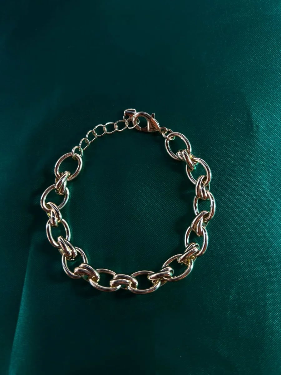 Pulsera Cadena Eslabon Ancho Chapa de Oro 18k — vista 5
