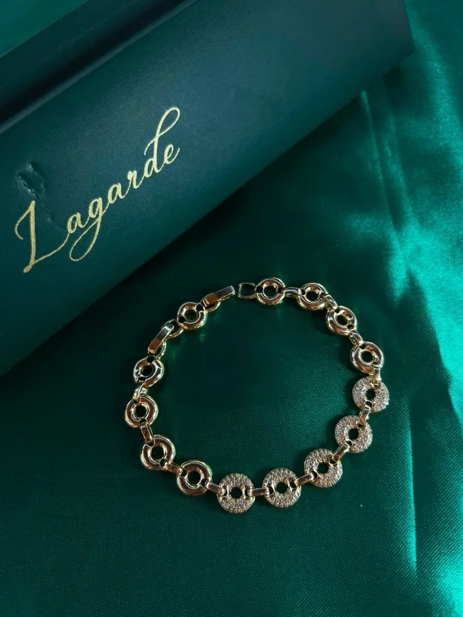 Pulsera de Aros en Piedreria en Chapa de Oro 18k — vista 4