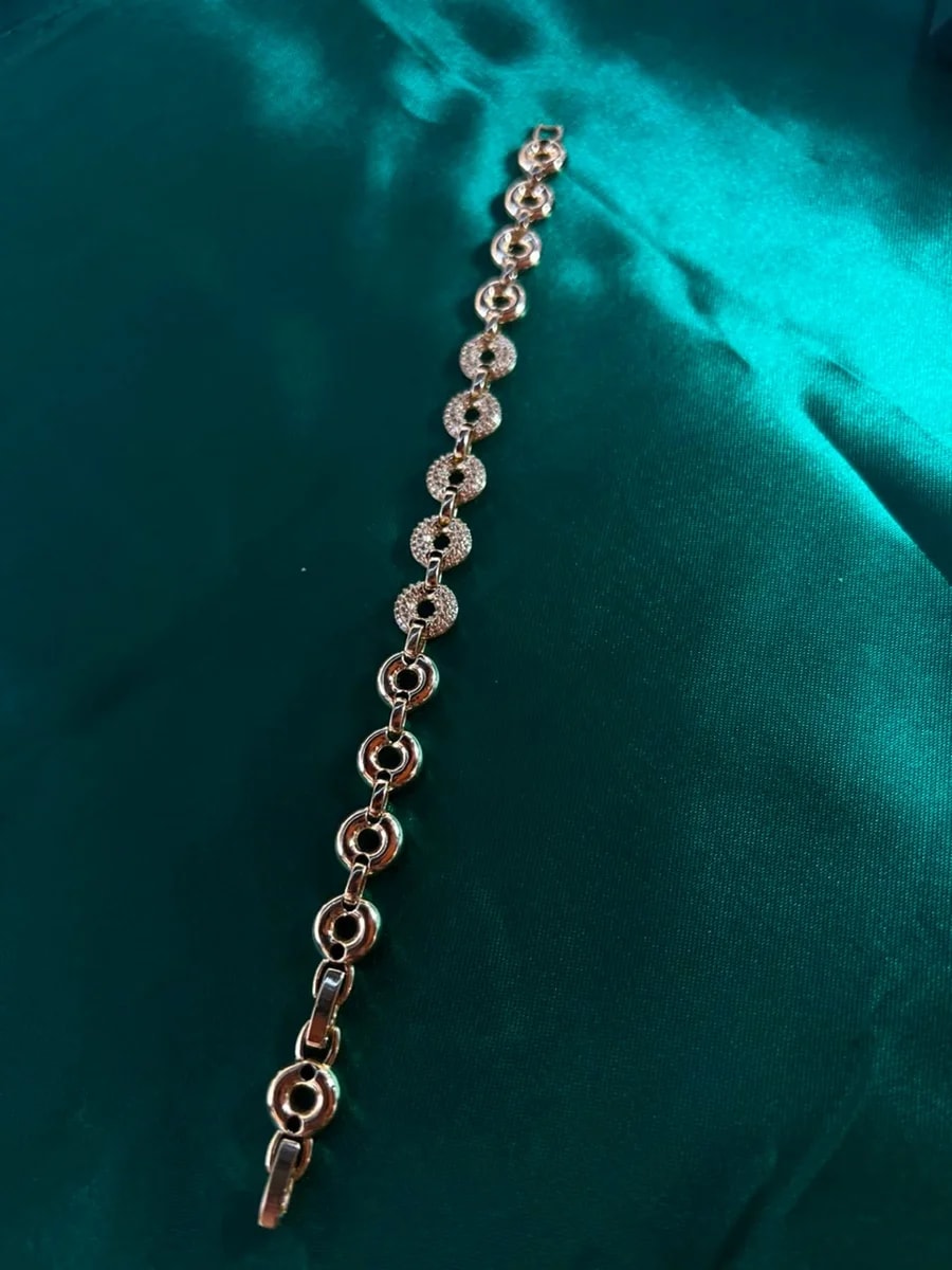 Pulsera de Aros en Piedreria en Chapa de Oro 18k — vista 5