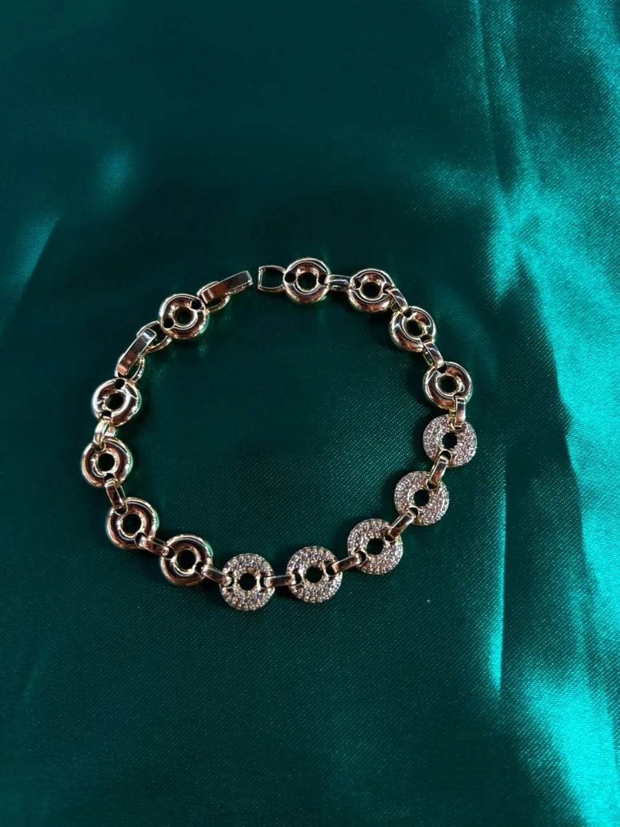 Pulsera de Aros en Piedreria en Chapa de Oro 18k — vista 6