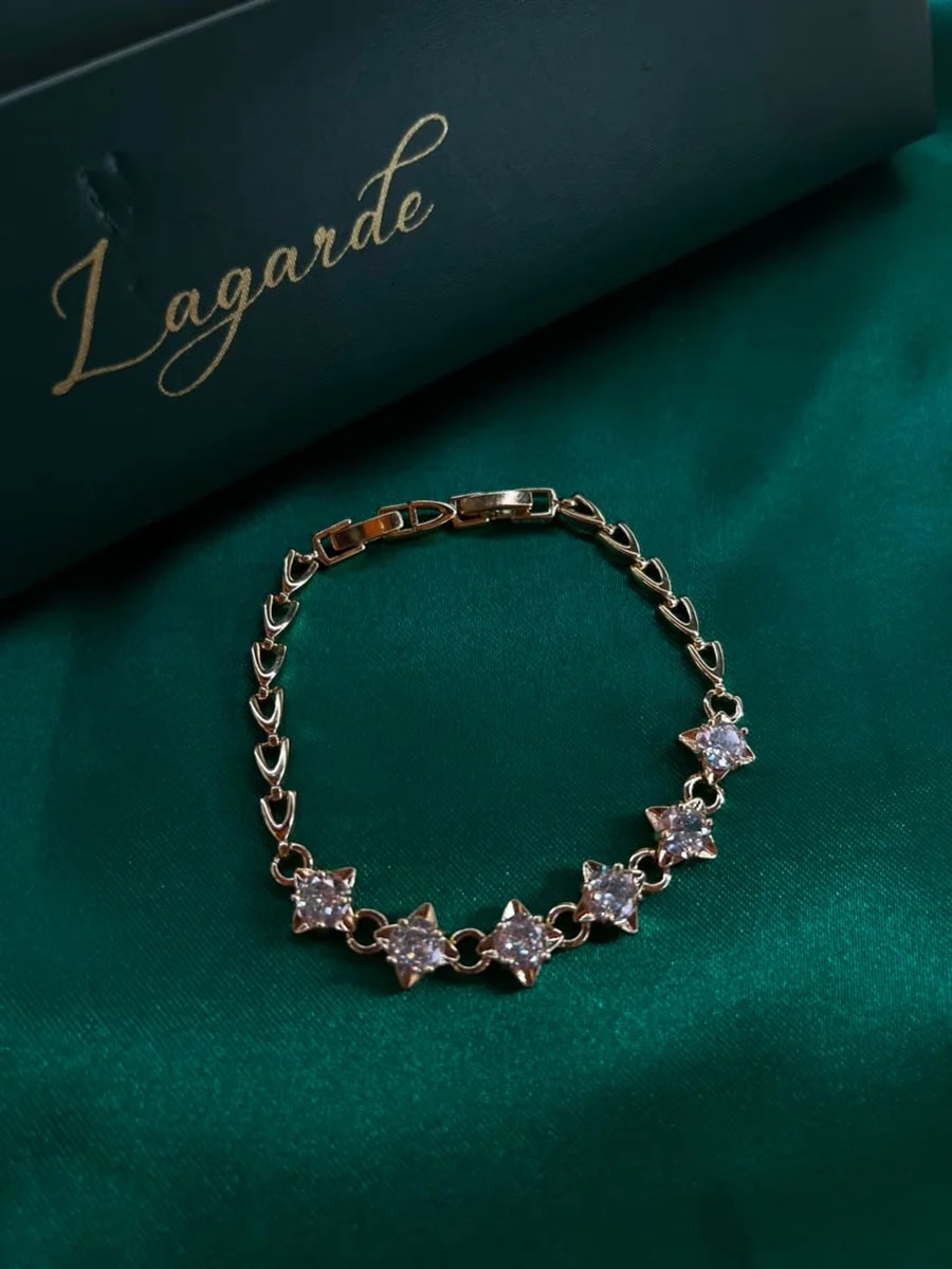 Pulsera Piedras en Estrella en Chapa de Oro 18k — vista 3