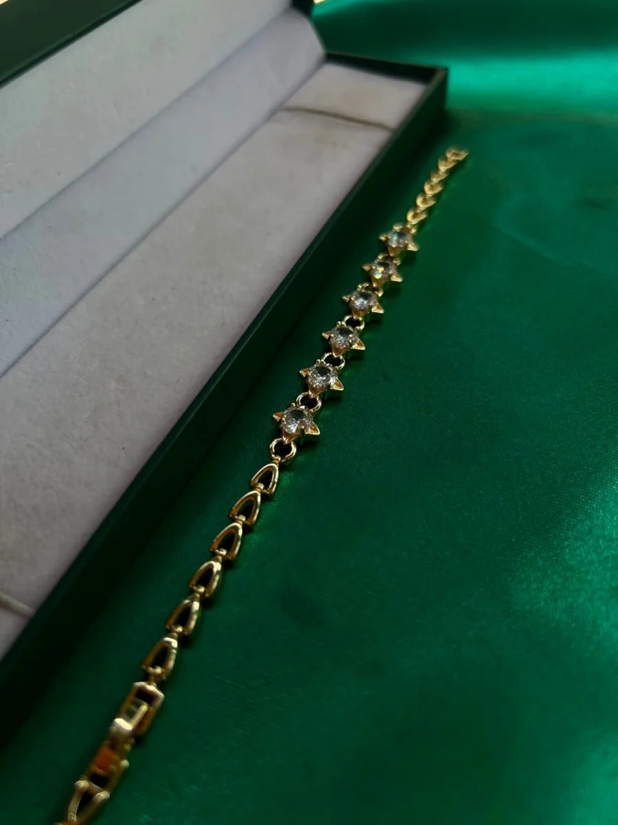 Pulsera Piedras en Estrella en Chapa de Oro 18k — vista 5
