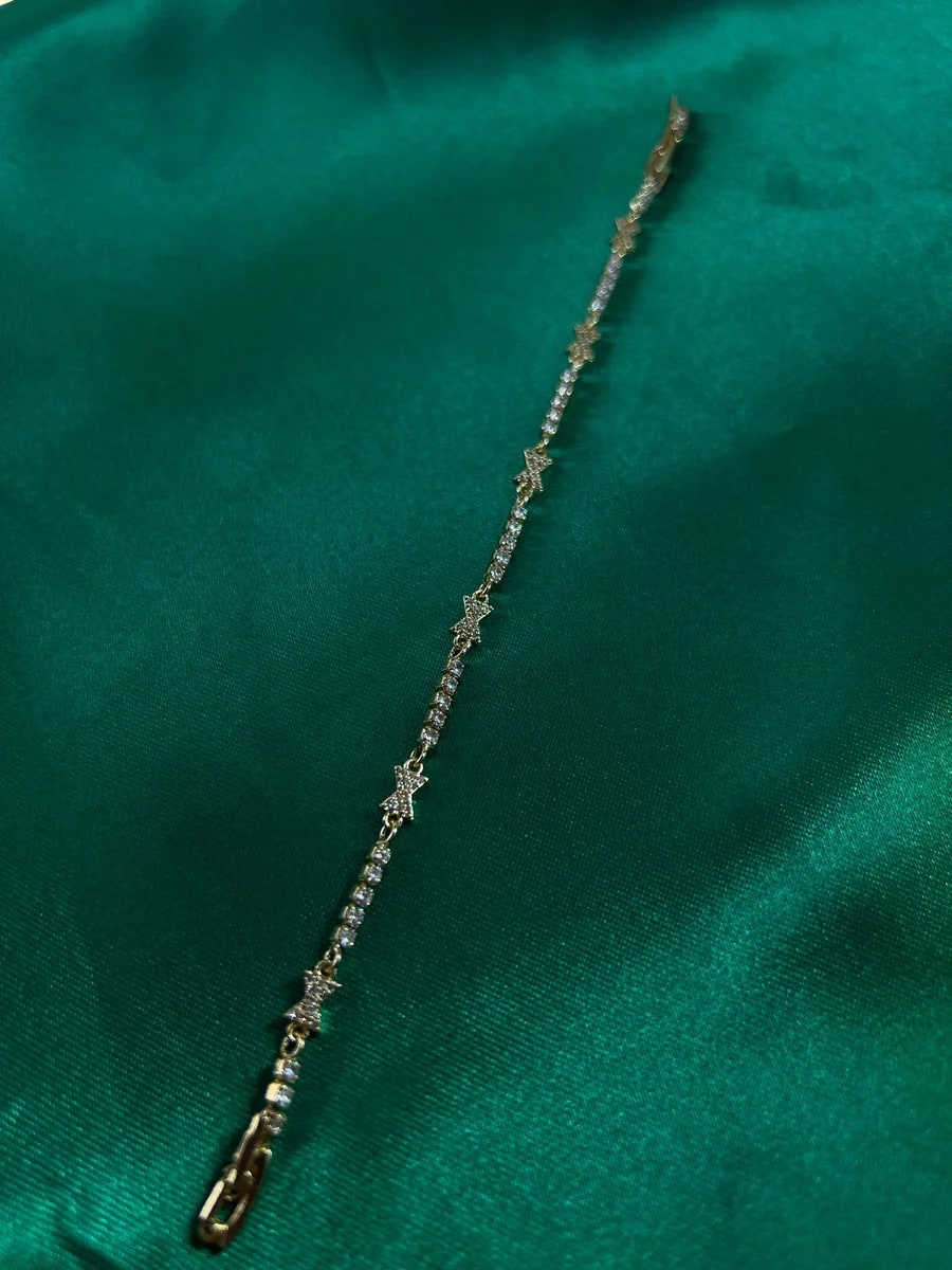 Pulsera de Piedreria Decorada en Chapa de Oro 18k — vista 4