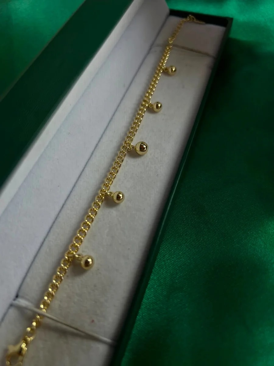 Pulsera Eslabon Colgate Esféricos en Chapa de Oro 18k — vista 2