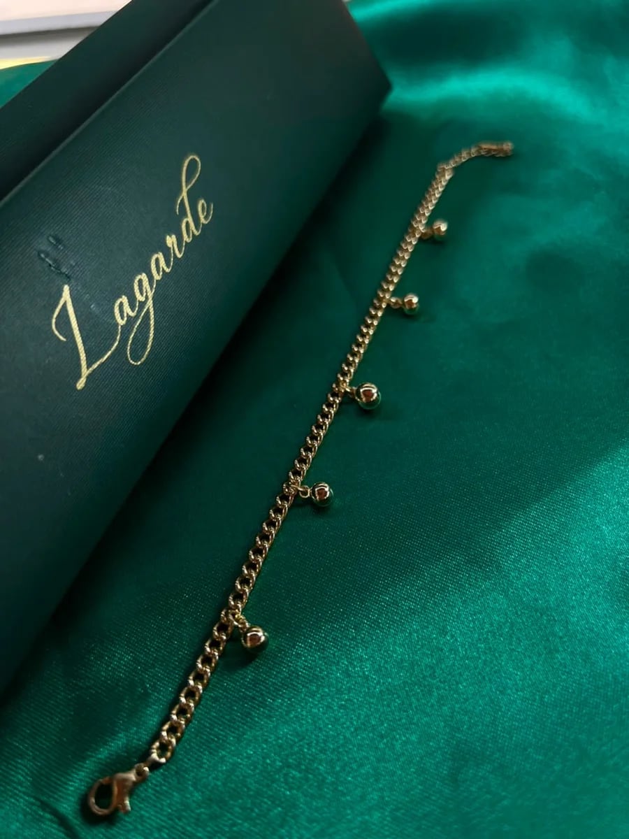 Pulsera Eslabon Colgate Esféricos en Chapa de Oro 18k — vista 3