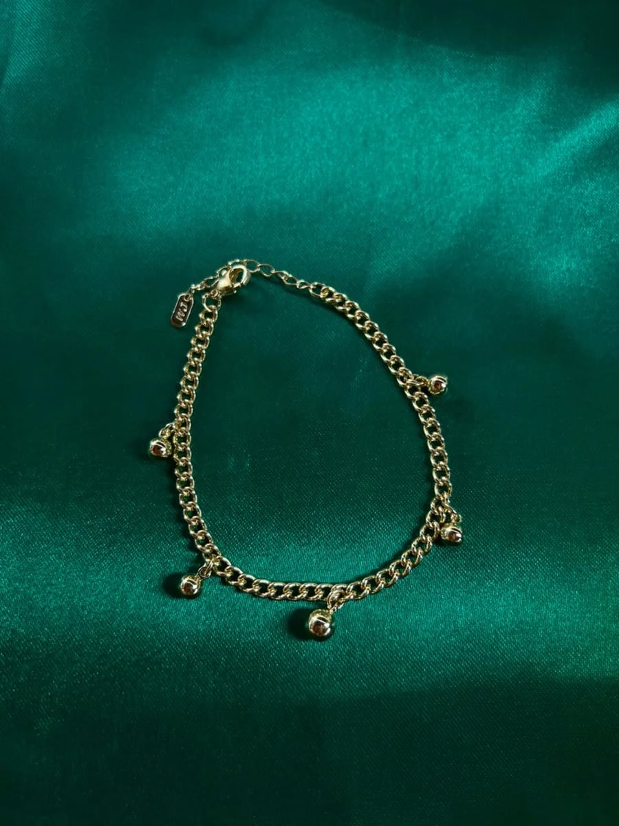 Pulsera Eslabon Colgate Esféricos en Chapa de Oro 18k — vista 4