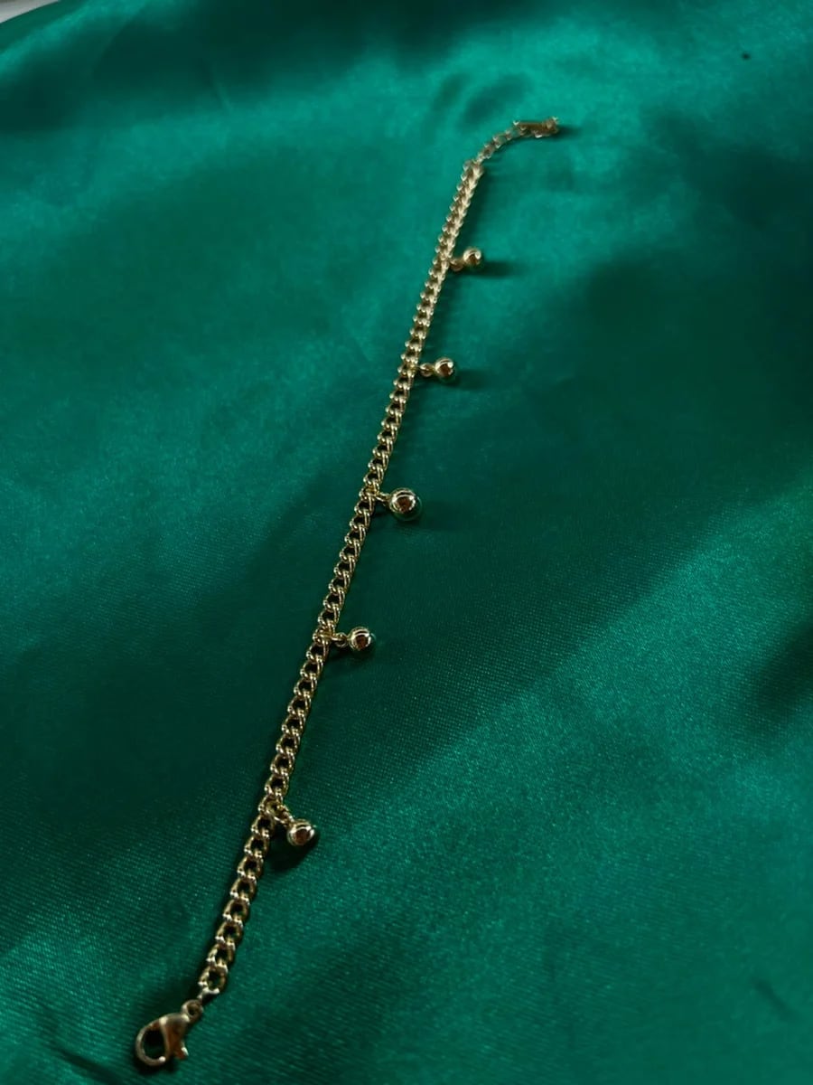 Pulsera Eslabon Colgate Esféricos en Chapa de Oro 18k — vista 5