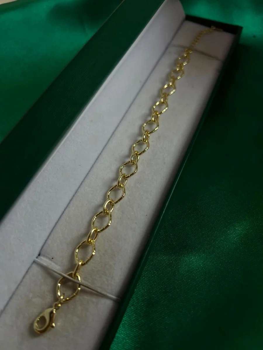 Pulsera Cadenilla Eslabones Ovalados en Chapa de Oro — vista 2
