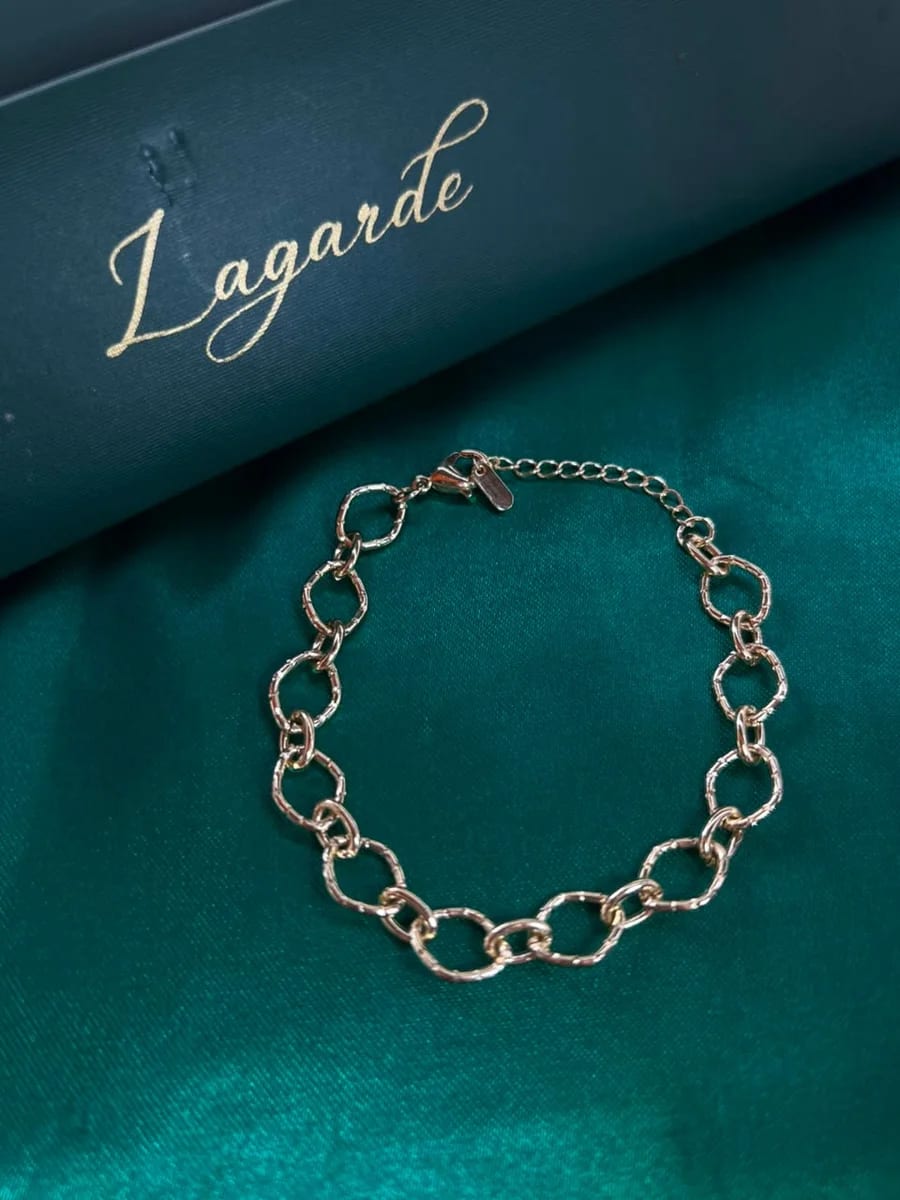 Pulsera Cadenilla Eslabones Ovalados en Chapa de Oro — vista 3