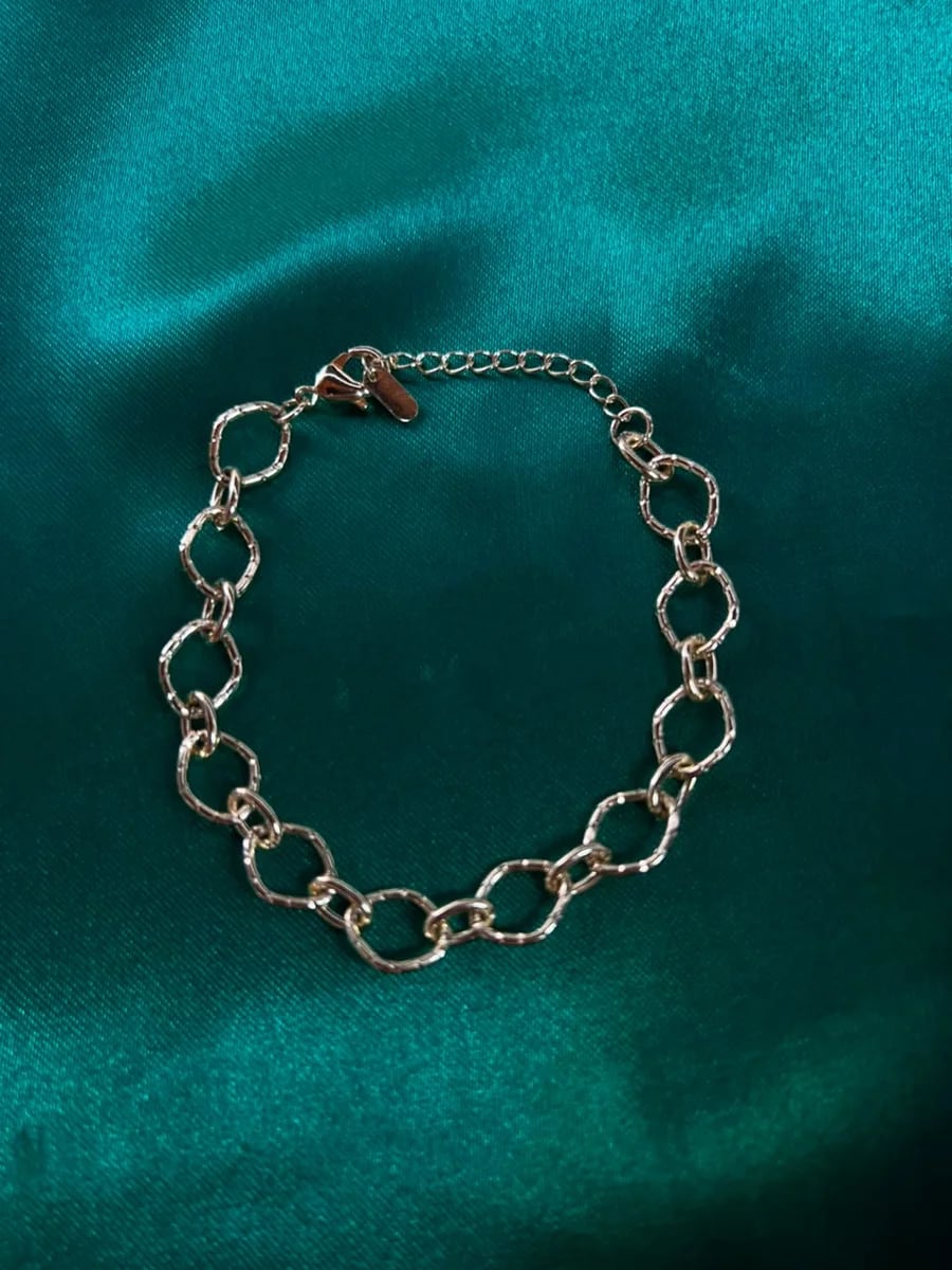 Pulsera Cadenilla Eslabones Ovalados en Chapa de Oro — vista 5