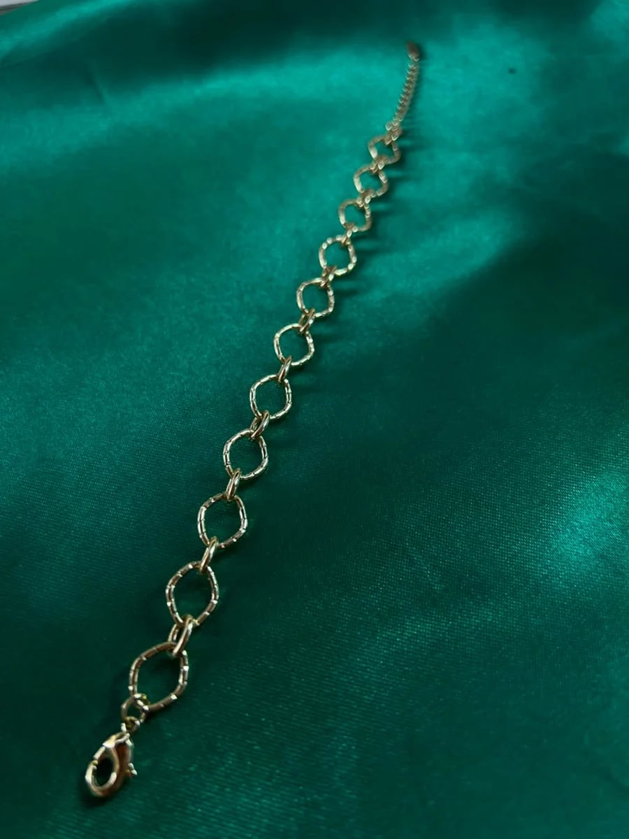 Pulsera Cadenilla Eslabones Ovalados en Chapa de Oro — vista 6