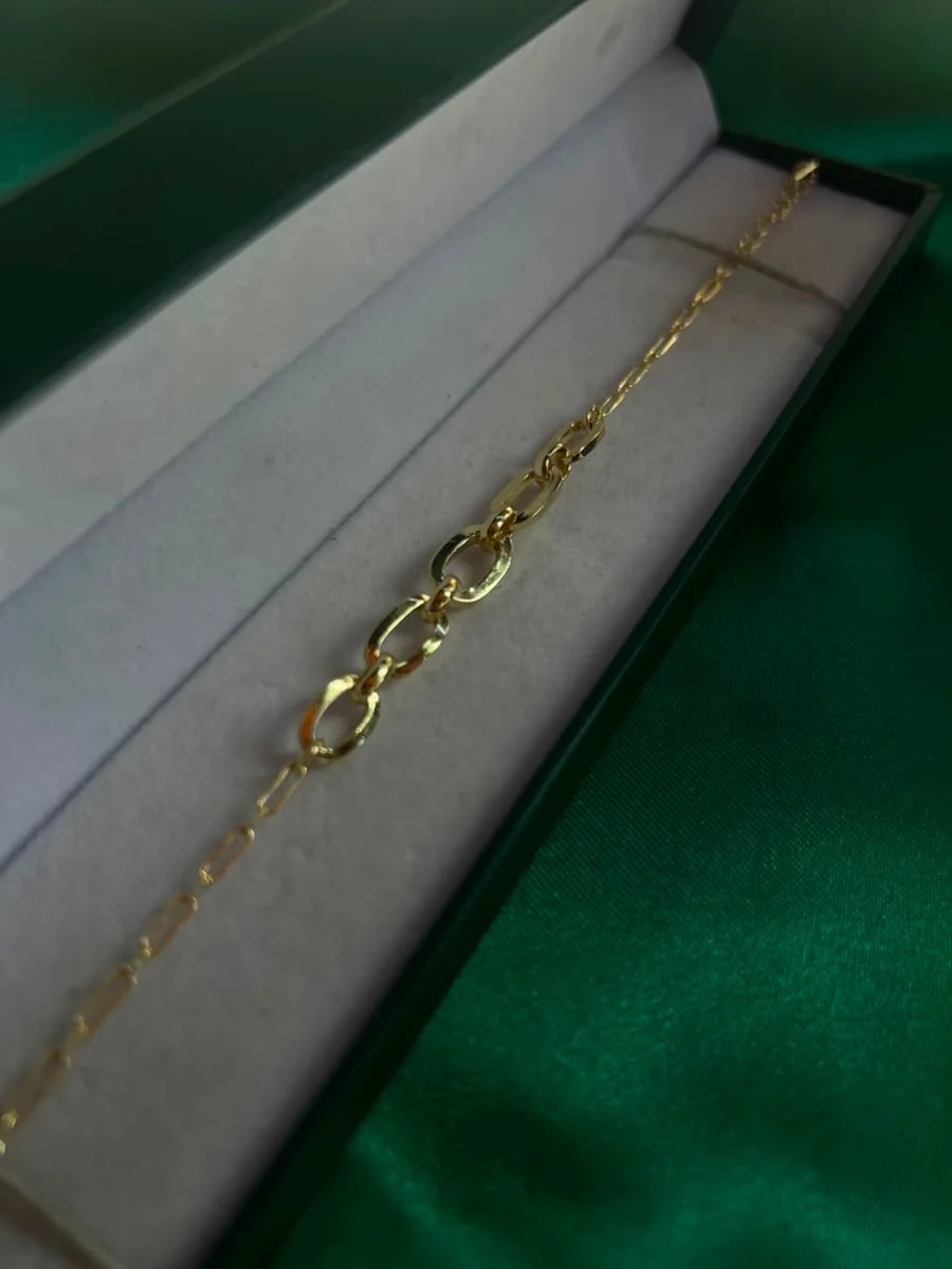 Pulsera Eslabones Encaje en Chapa de Oro — vista 2