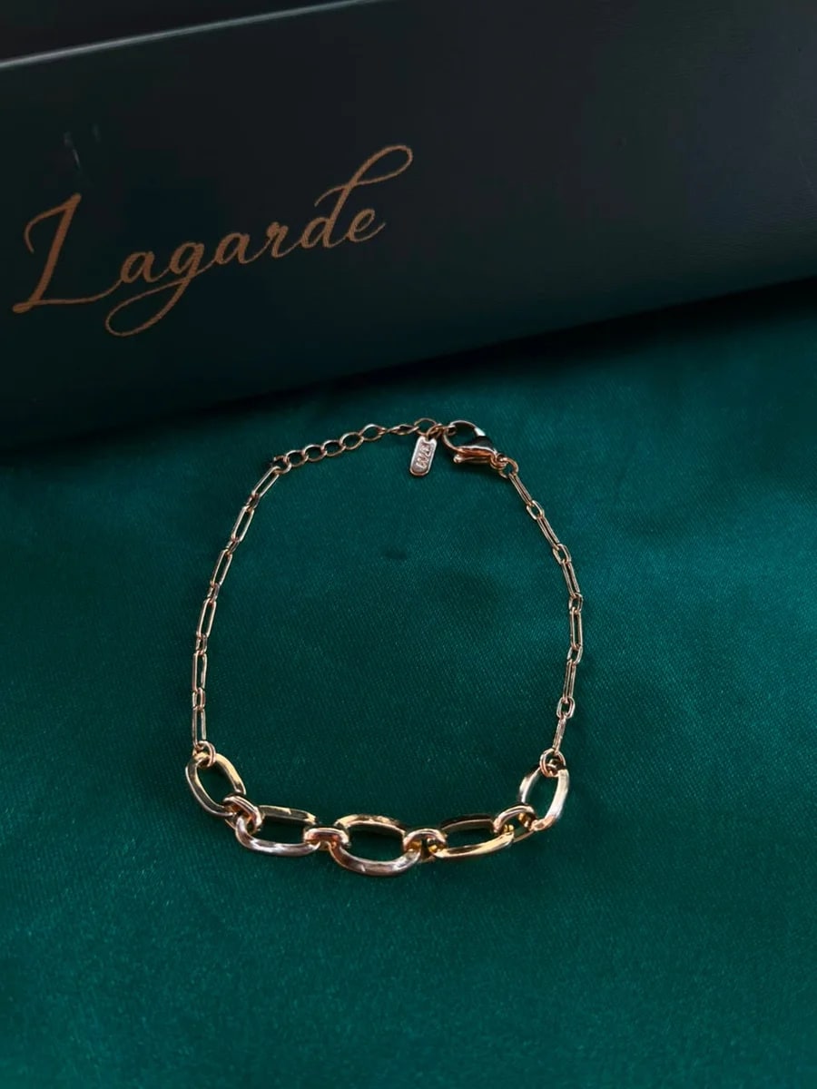 Pulsera Eslabones Encaje en Chapa de Oro — vista 4