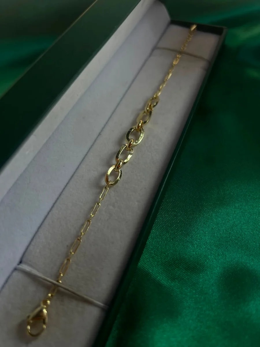 Pulsera Eslabones Encaje en Chapa de Oro — vista 7