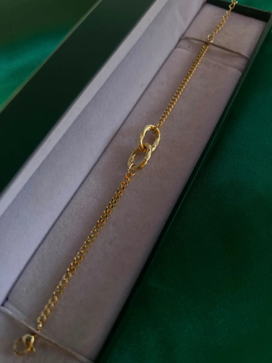Pulsera Dos Eslabones en Chapa de Oro 18k — vista 2