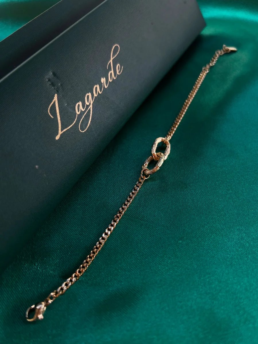 Pulsera Dos Eslabones en Chapa de Oro 18k — vista 3