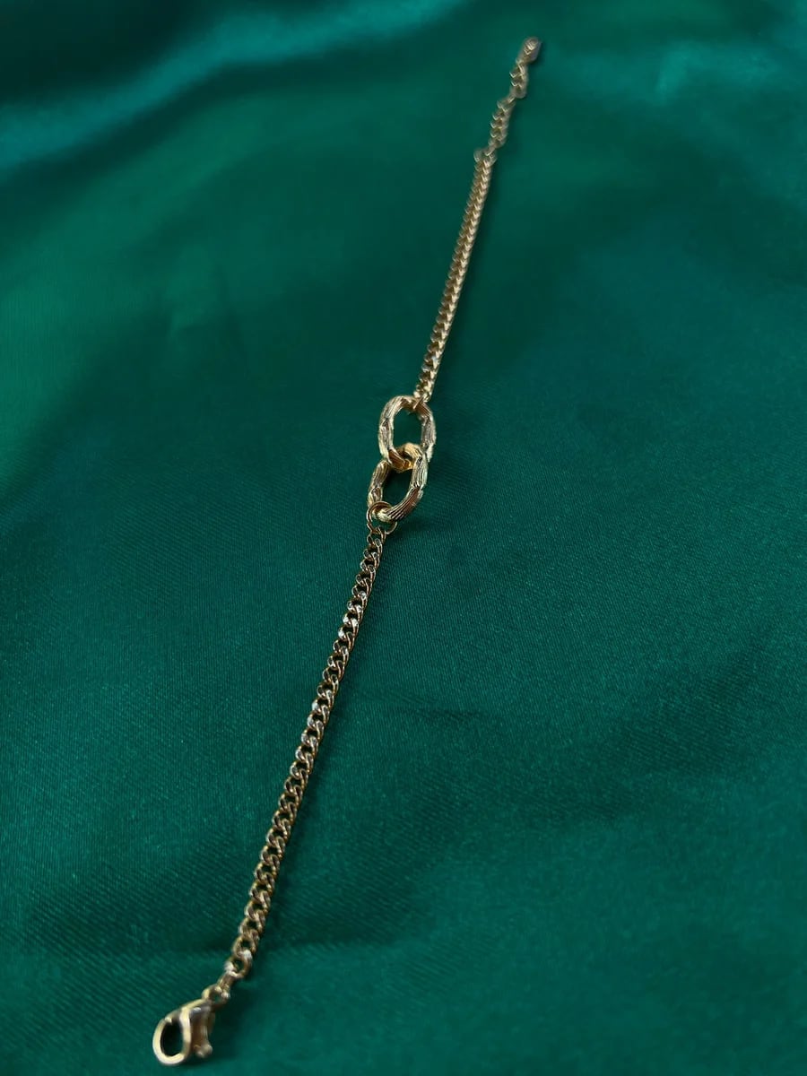 Pulsera Dos Eslabones en Chapa de Oro 18k — vista 4
