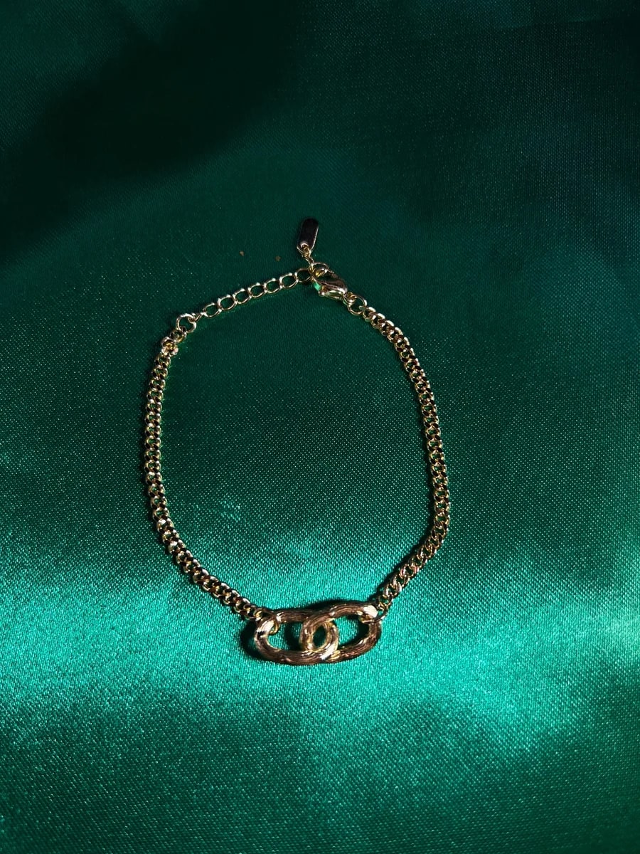 Pulsera Dos Eslabones en Chapa de Oro 18k — vista 5