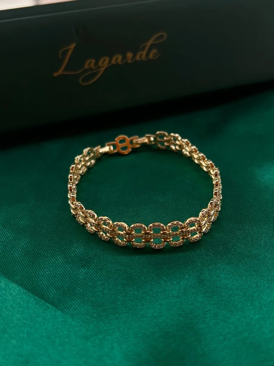 Pulsera Eslabones Ornamentados Finos en Chapa de Oro 18k — vista 3