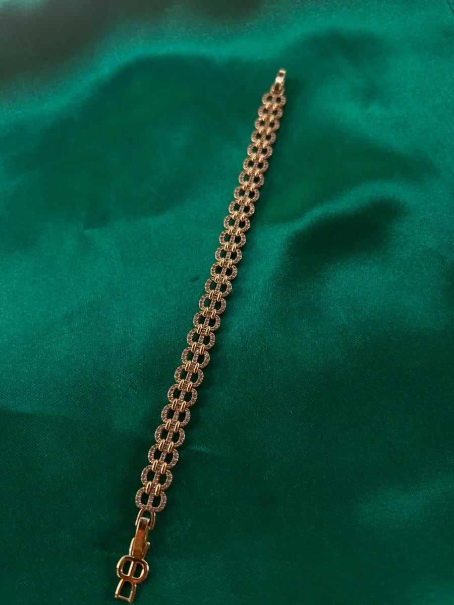 Pulsera Eslabones Ornamentados Finos en Chapa de Oro 18k — vista 4