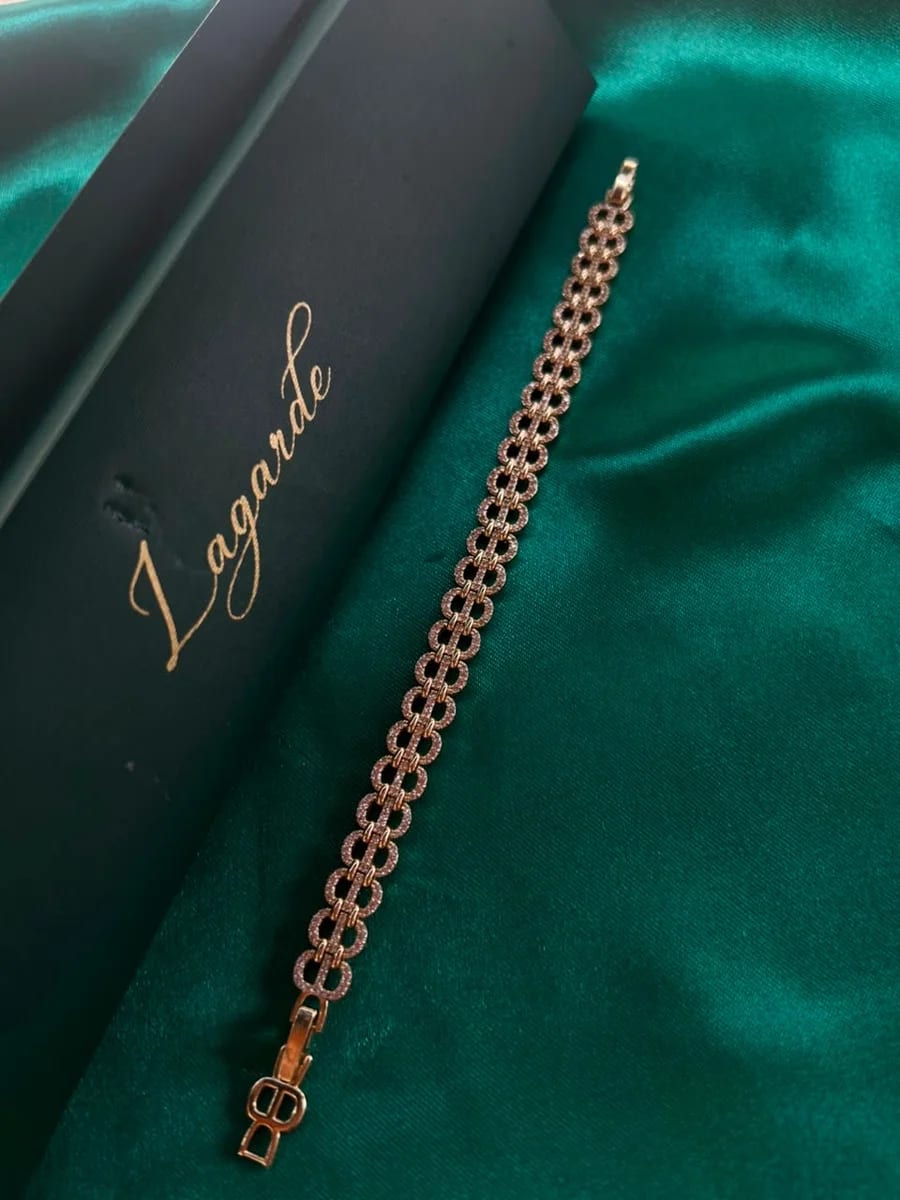 Pulsera Eslabones Ornamentados Finos en Chapa de Oro 18k — vista 5