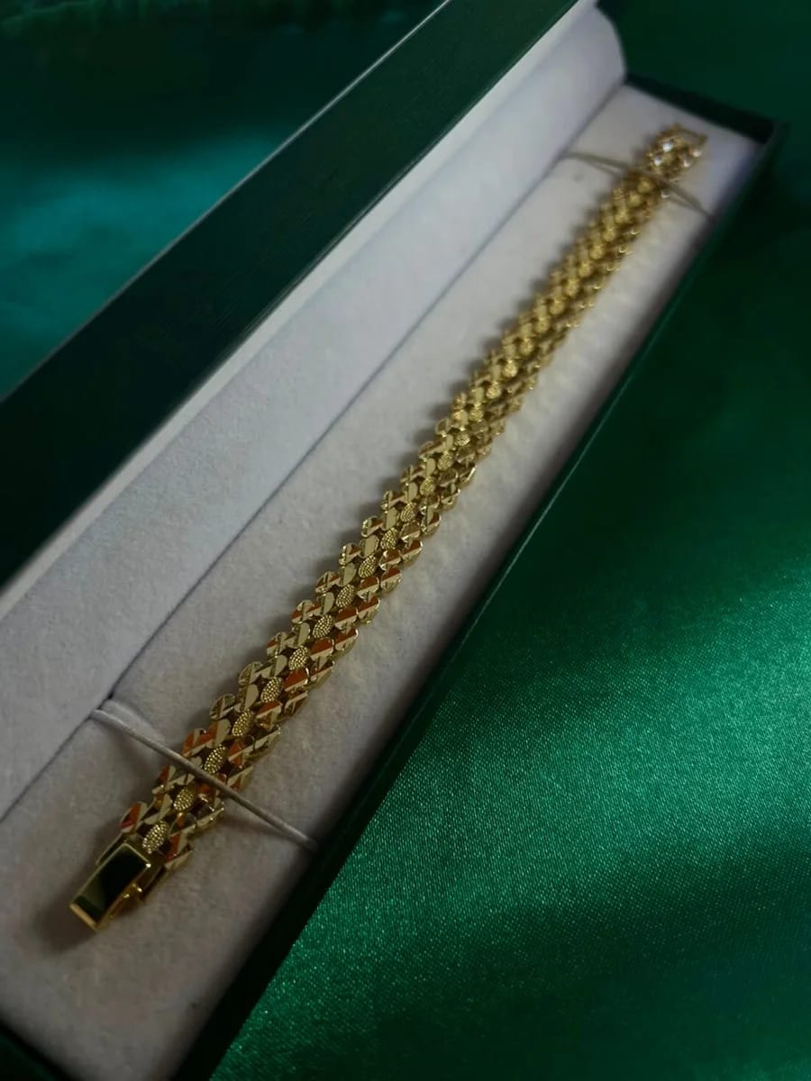 Pulsera Fina Eslabones Texturizados en Chapa de Oro 18k — vista 2