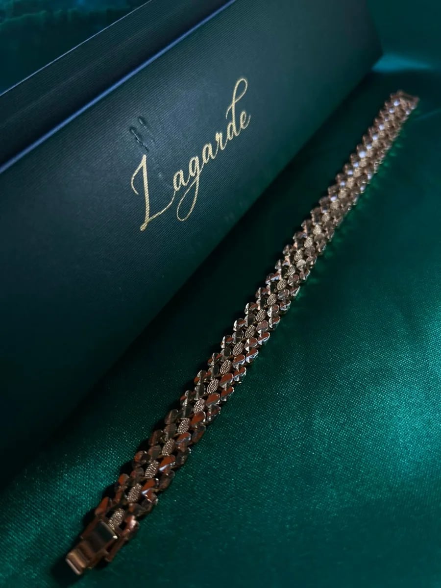 Pulsera Fina Eslabones Texturizados en Chapa de Oro 18k — vista 3