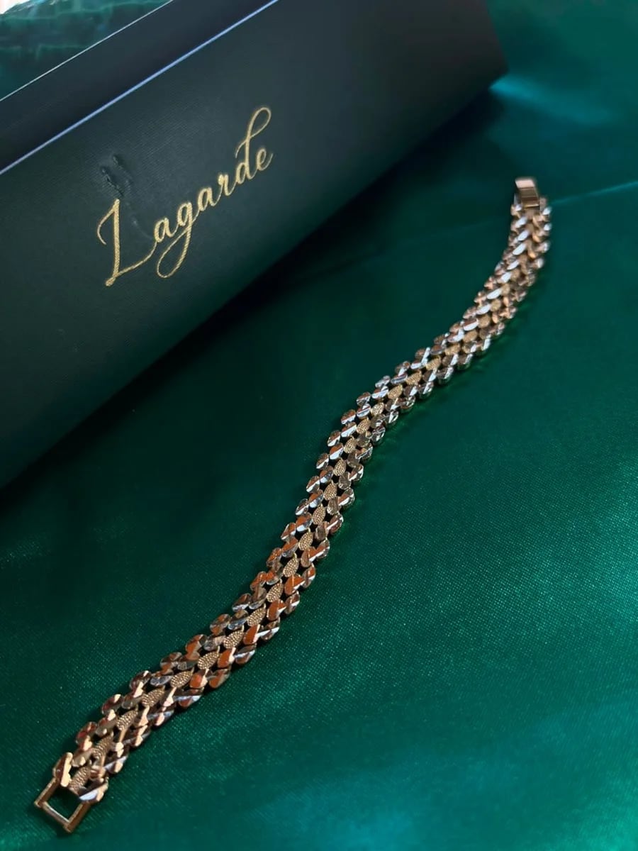 Pulsera Fina Eslabones Texturizados en Chapa de Oro 18k — vista 5
