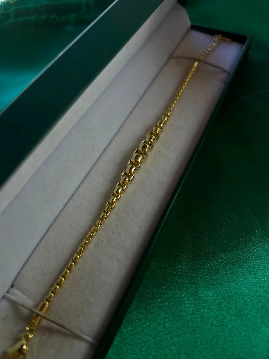 Pulsera Eslabones Clásicos Brillantes en Chapa de Oro 18k — vista 2