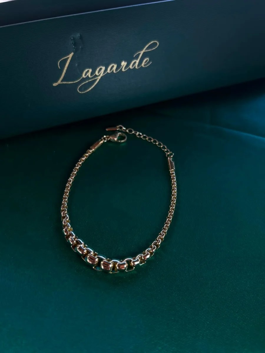 Pulsera Eslabones Clásicos Brillantes en Chapa de Oro 18k — vista 4