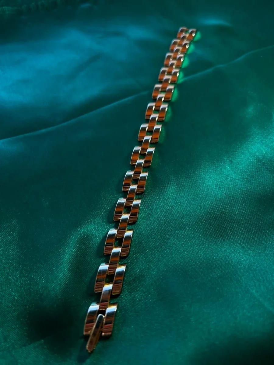 Pulsera Cubana Eslabones Anchos en Chapa de Oro — vista 4