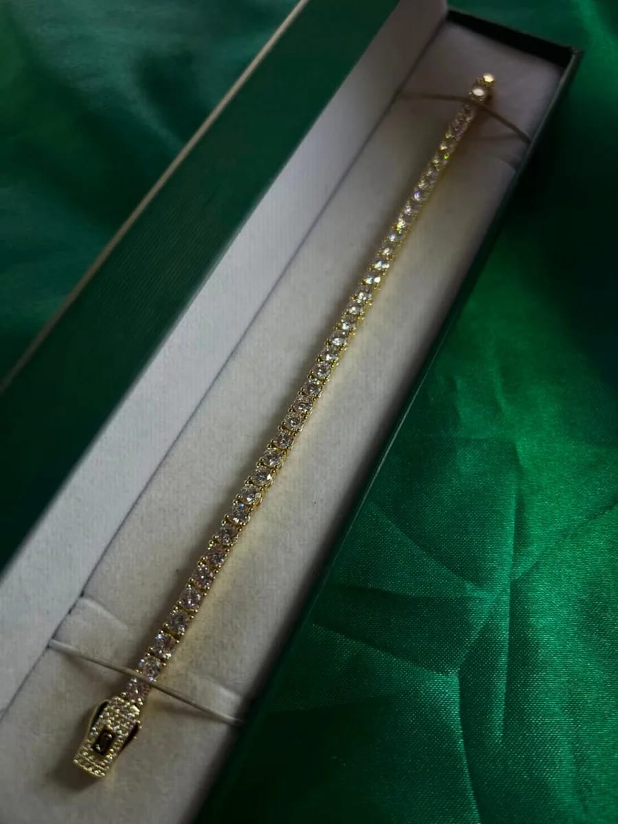 Pulsera Estilo Tennis de Piedra en Chapa de Oro 18k — vista 2