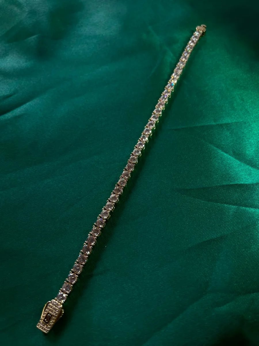 Pulsera Estilo Tennis de Piedra en Chapa de Oro 18k — vista 3