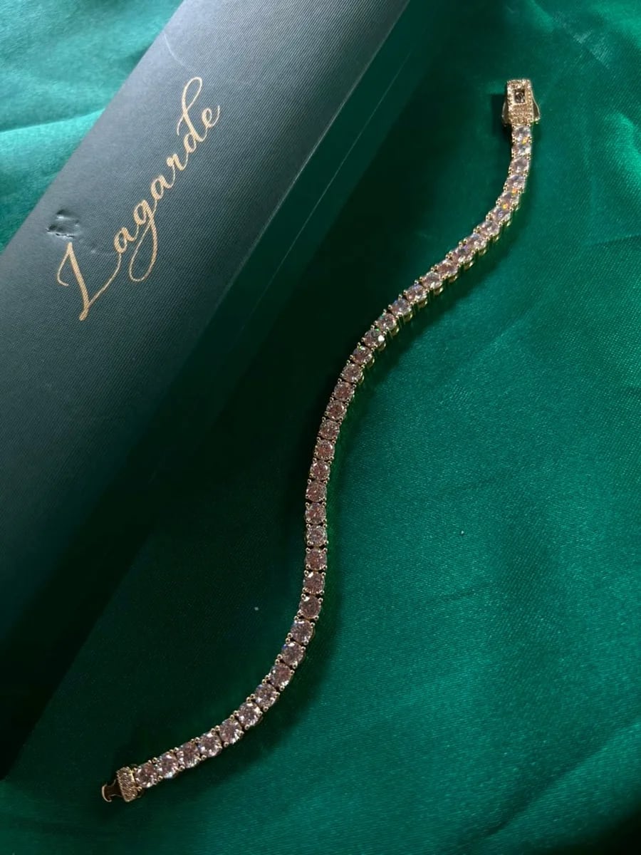 Pulsera Estilo Tennis de Piedra en Chapa de Oro 18k — vista 4