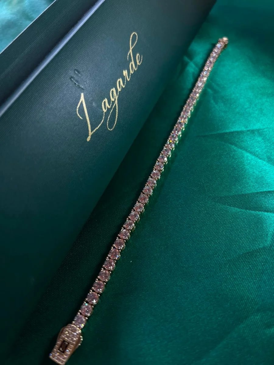 Pulsera Estilo Tennis de Piedra en Chapa de Oro 18k — vista 5