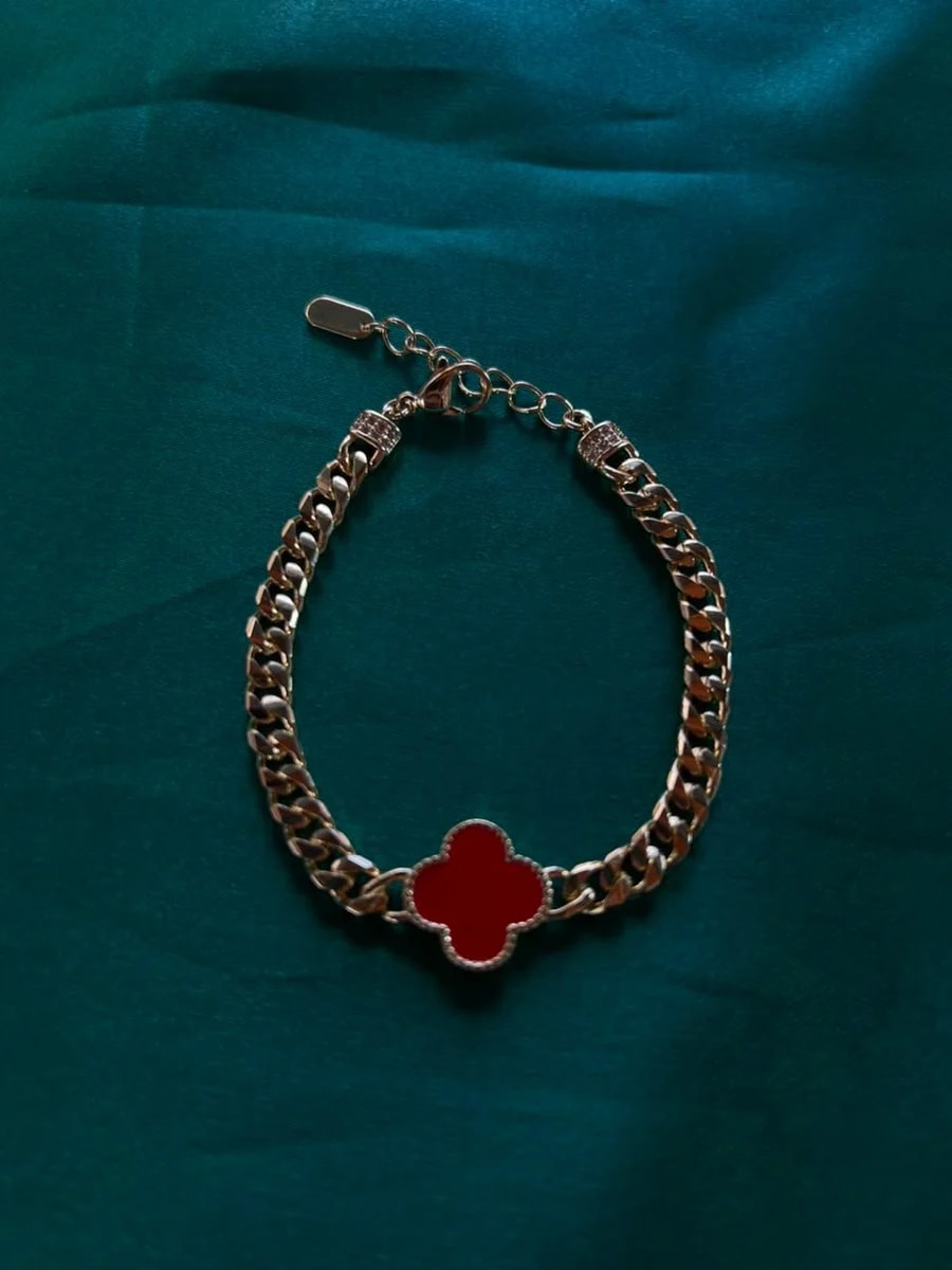Pulsera Trebol con Eslabon en Chapa de Oro 18k — vista 4