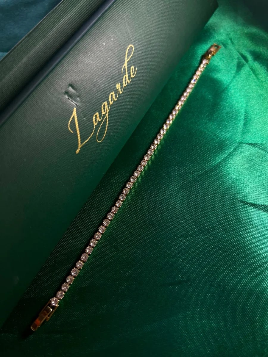 Pulsera Estilo Tennis de Piedra en Chapa de Oro 18k — vista 3