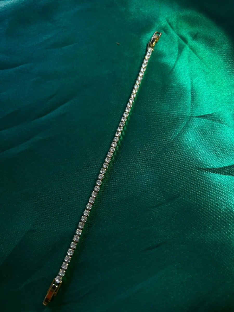 Pulsera Estilo Tennis de Piedra en Chapa de Oro 18k — vista 4