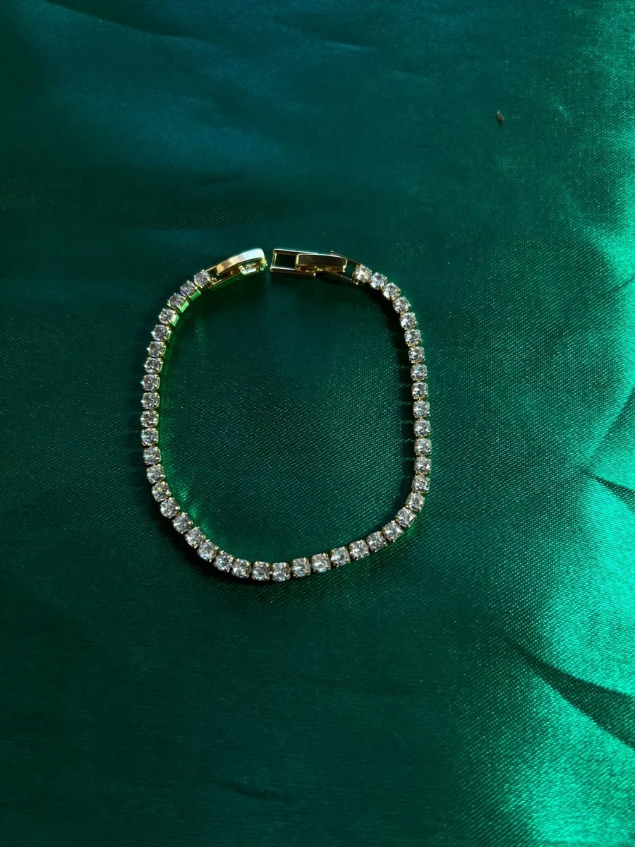 Pulsera Estilo Tennis de Piedra en Chapa de Oro 18k — vista 5