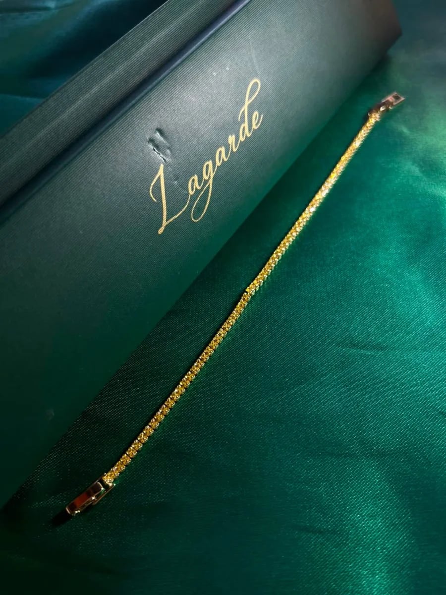 Pulsera Estilo Tennis de Piedra en Chapa de Oro 18k — vista 3