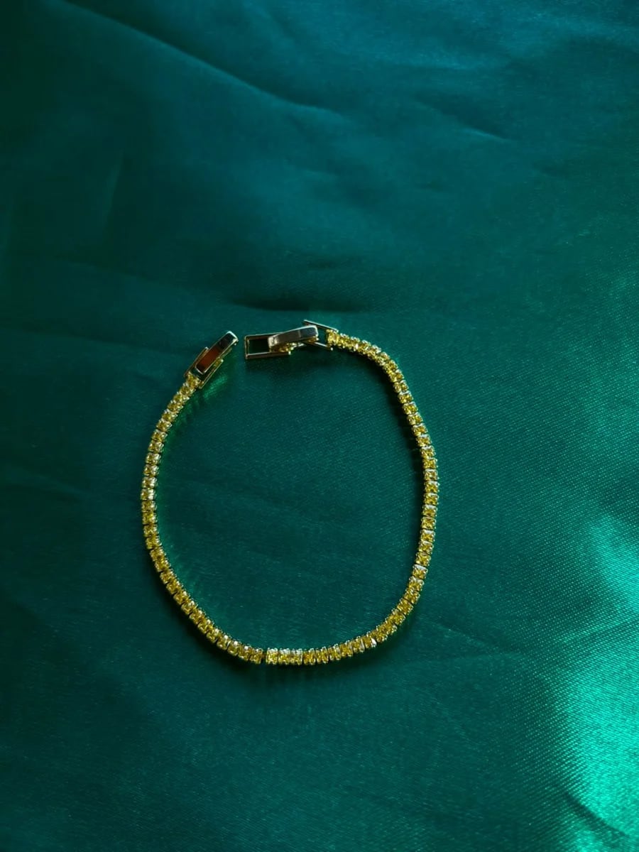 Pulsera Estilo Tennis de Piedra en Chapa de Oro 18k — vista 5