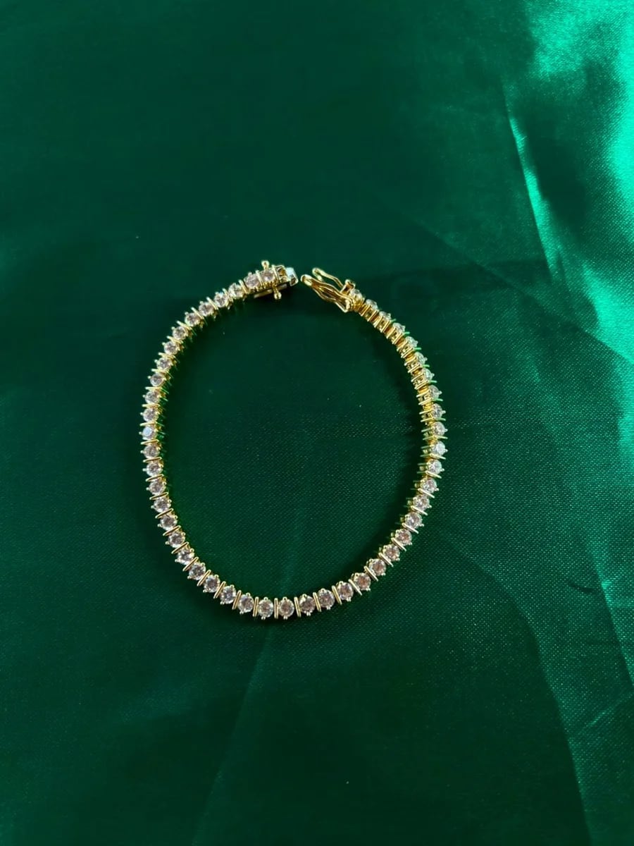 Pulsera Estilo Tennis de Piedra en Chapa de Oro 18k — vista 3