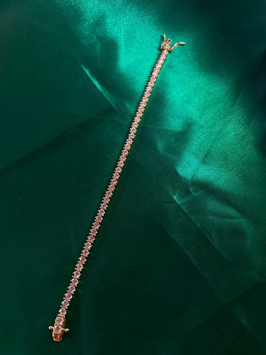 Pulsera Estilo Tennis de Piedra en Chapa de Oro 18k — vista 4